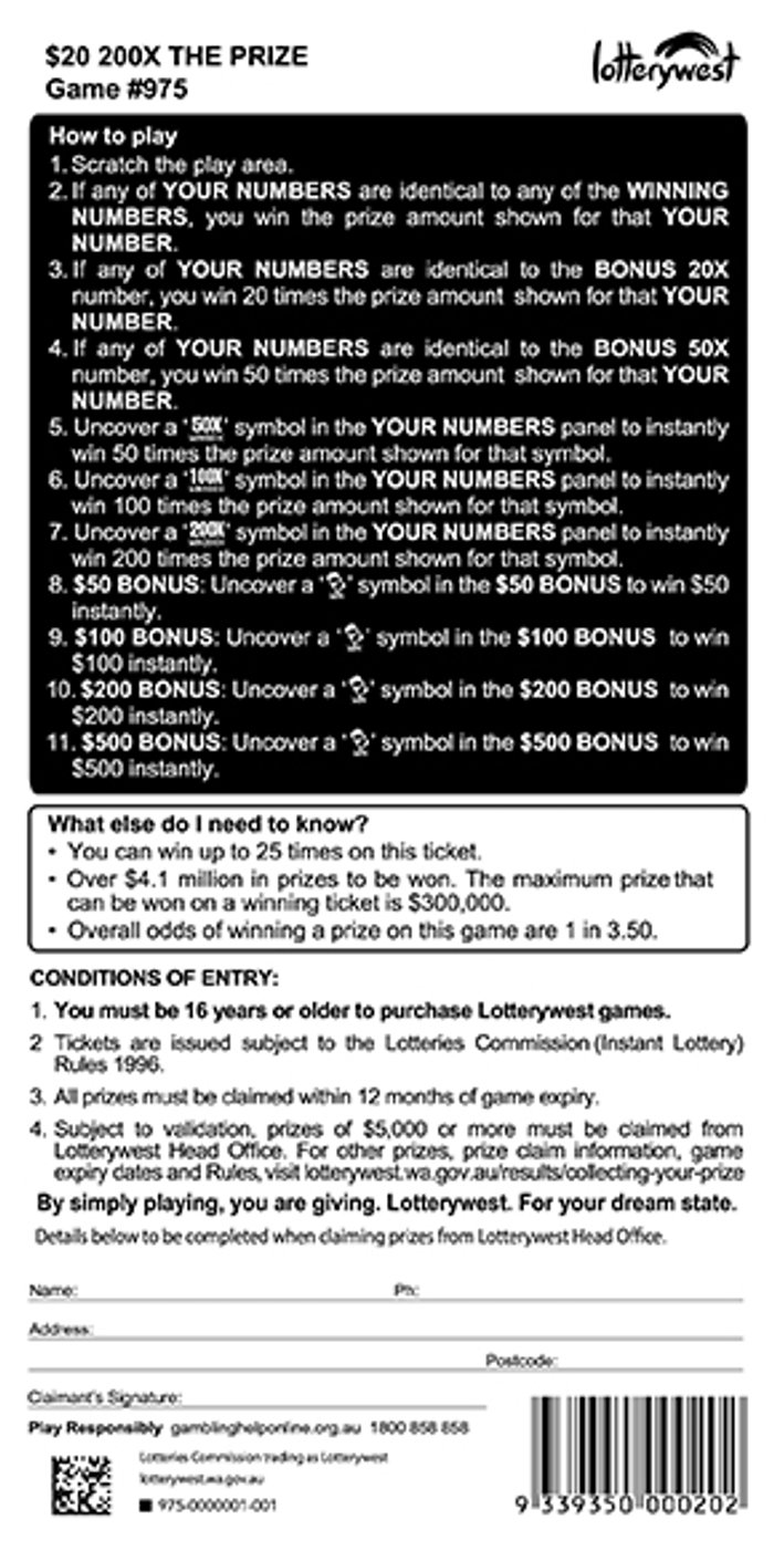 200X The Prize back ticket preview