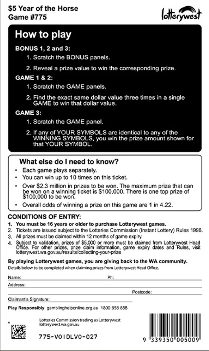 $5 Year of the Horse back ticket preview