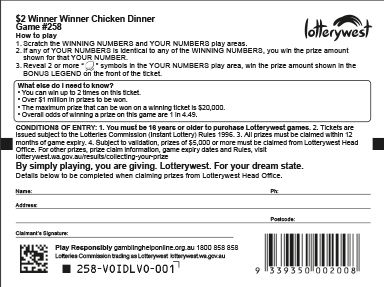 Winner Winner Chicken Dinner back ticket preview