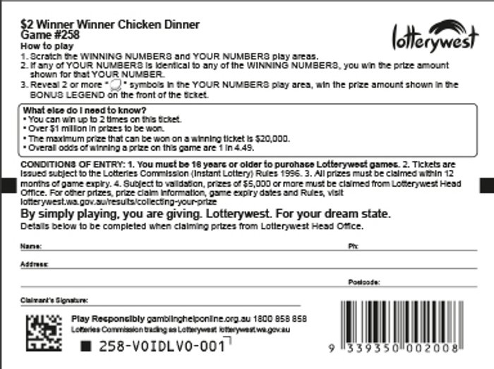 Winner Winner Chicken Dinner back ticket preview