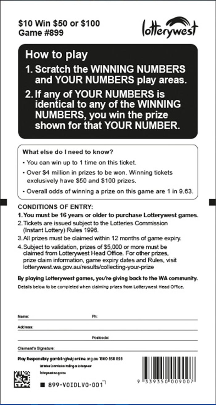 $10 Win $50 or $100 back ticket preview