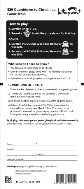 $20 Countdown to Christmas front ticket preview