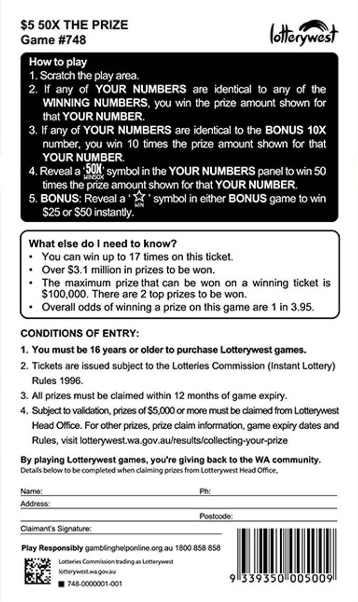 $5 50X The Prize back ticket preview