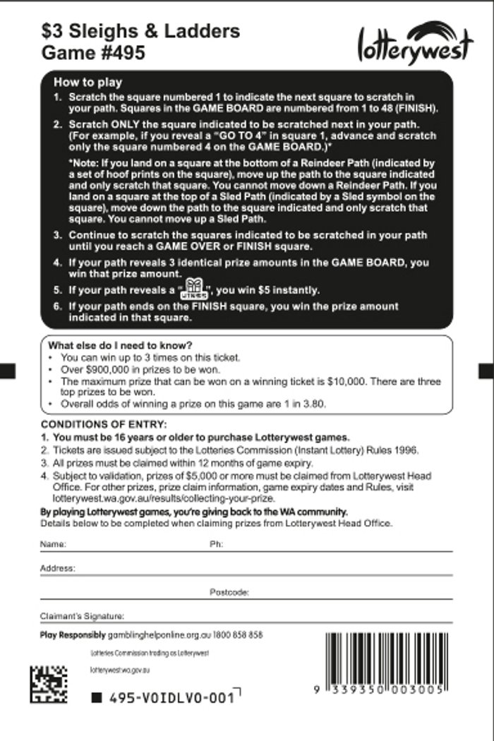 $3 Sleighs & Ladders back ticket preview