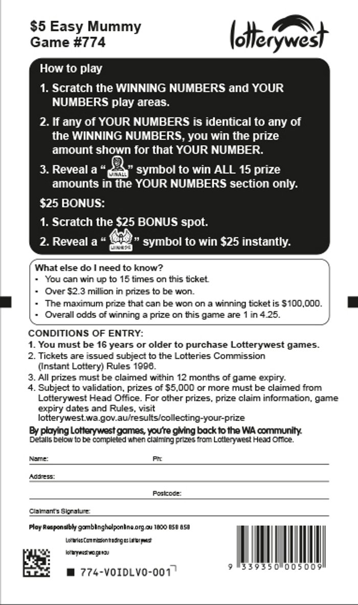 $5 Easy Mummy back ticket preview