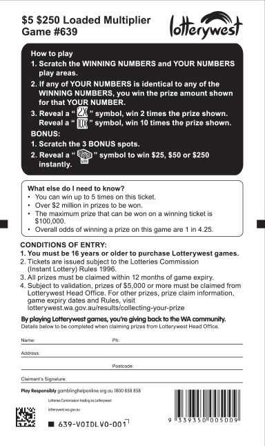 $250 Loaded Multiplier back ticket preview
