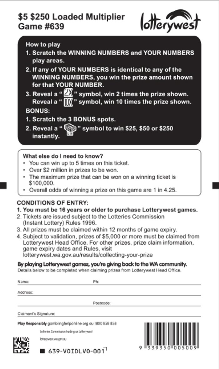 $250 Loaded Multiplier back ticket preview