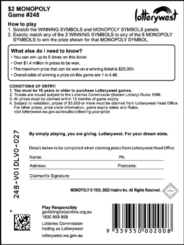 Monopoly back ticket preview