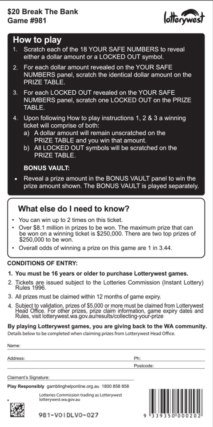 Break the Bank back ticket preview