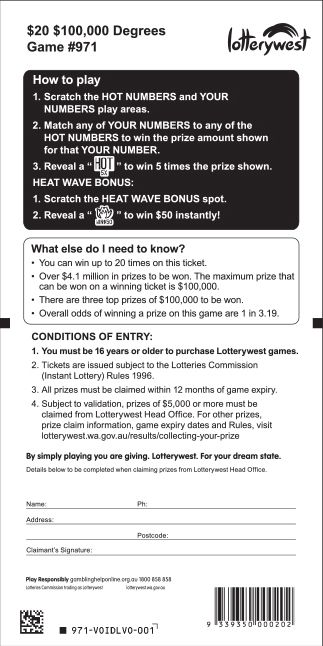 $100,000 Degrees back ticket preview