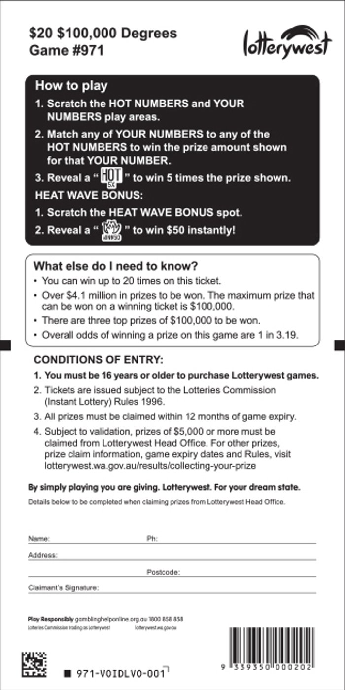 $100,000 Degrees back ticket preview