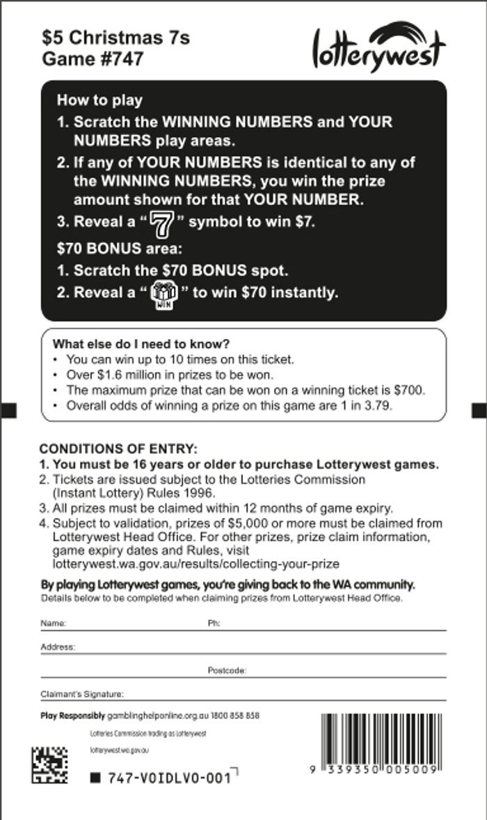 $5 Christmas 7s back ticket preview