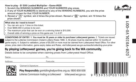 $50 Loaded Multiplier back ticket preview
