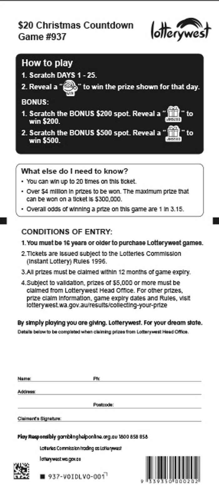 Christmas Countdown back ticket preview