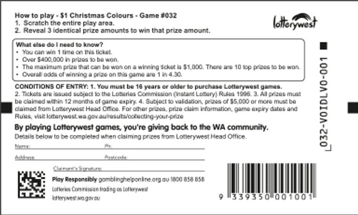 $1 Christmas Colours back ticket preview