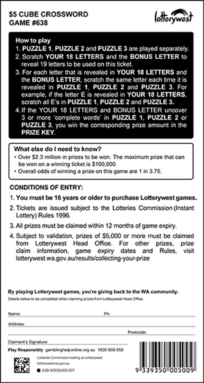 Cube Crossword back ticket preview