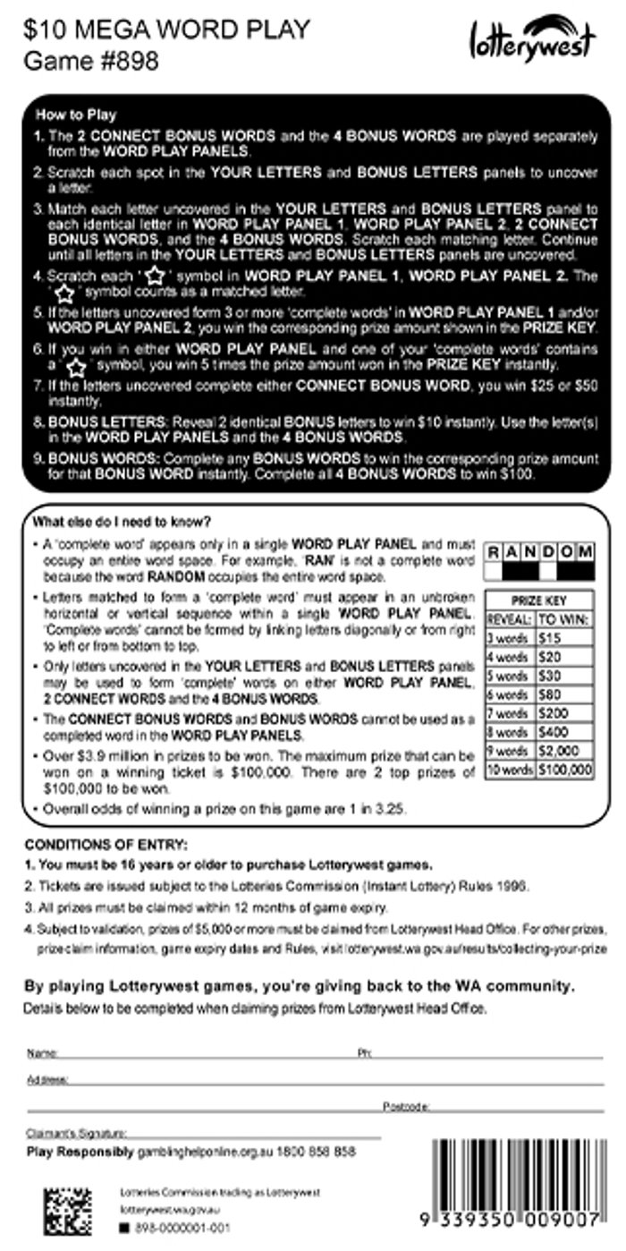 Mega Word Play back ticket preview