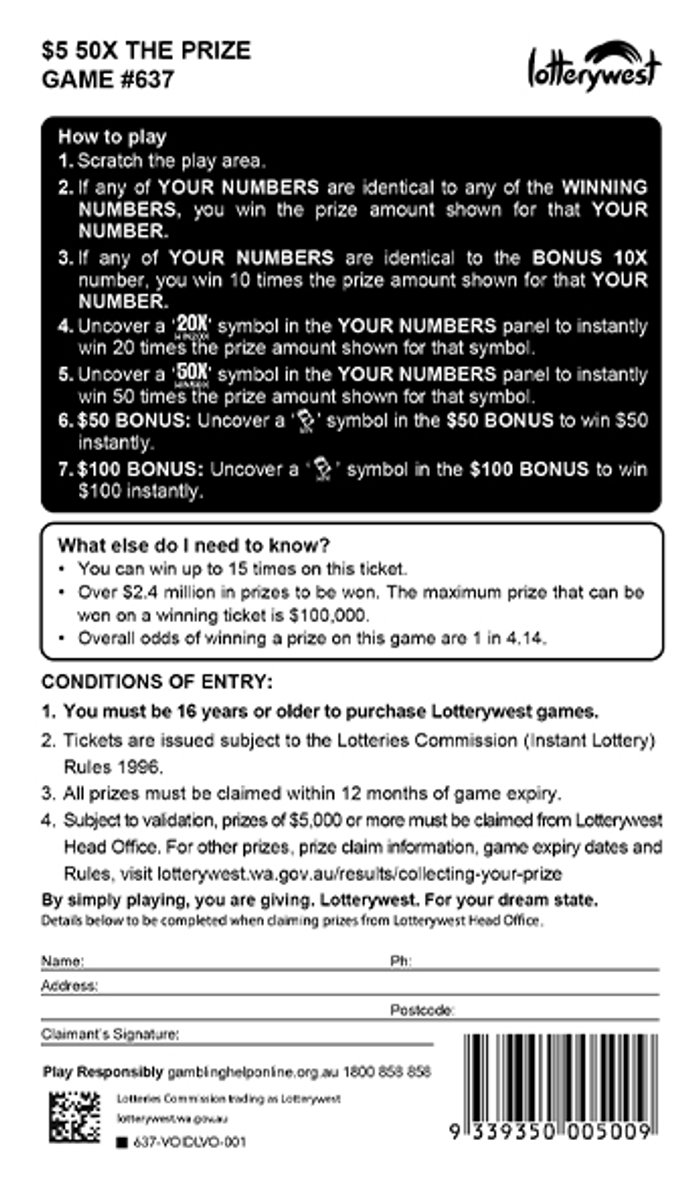 50X The Prize back ticket preview