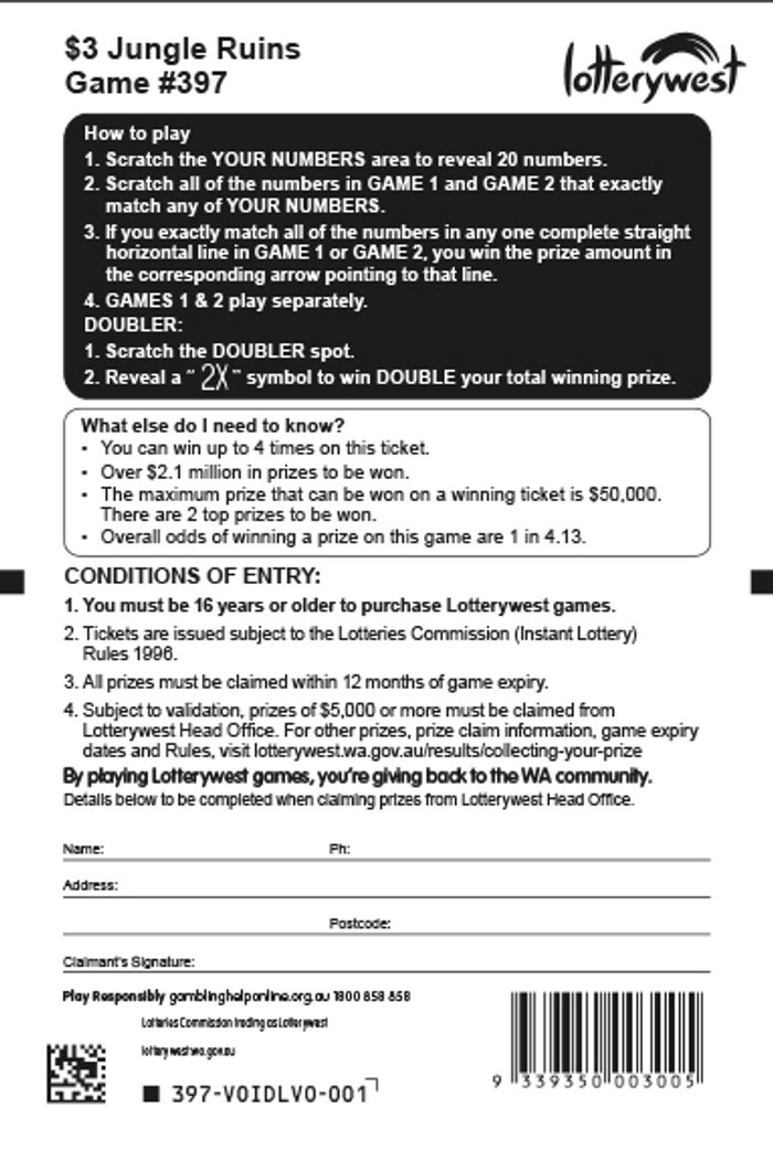 $3 Jungle Ruins back ticket preview