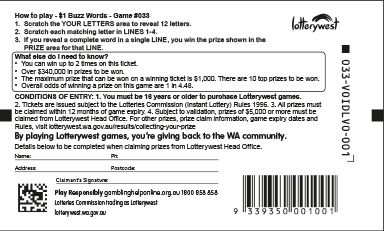 $1 Buzz Words back ticket preview