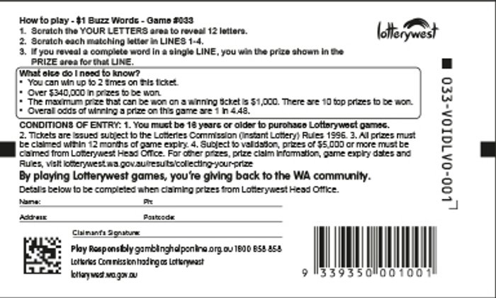 $1 Buzz Words back ticket preview