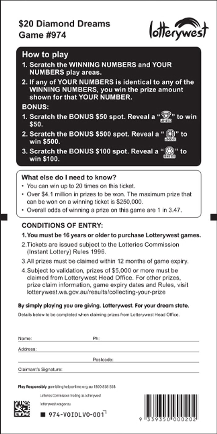 Diamond Dreams back ticket preview