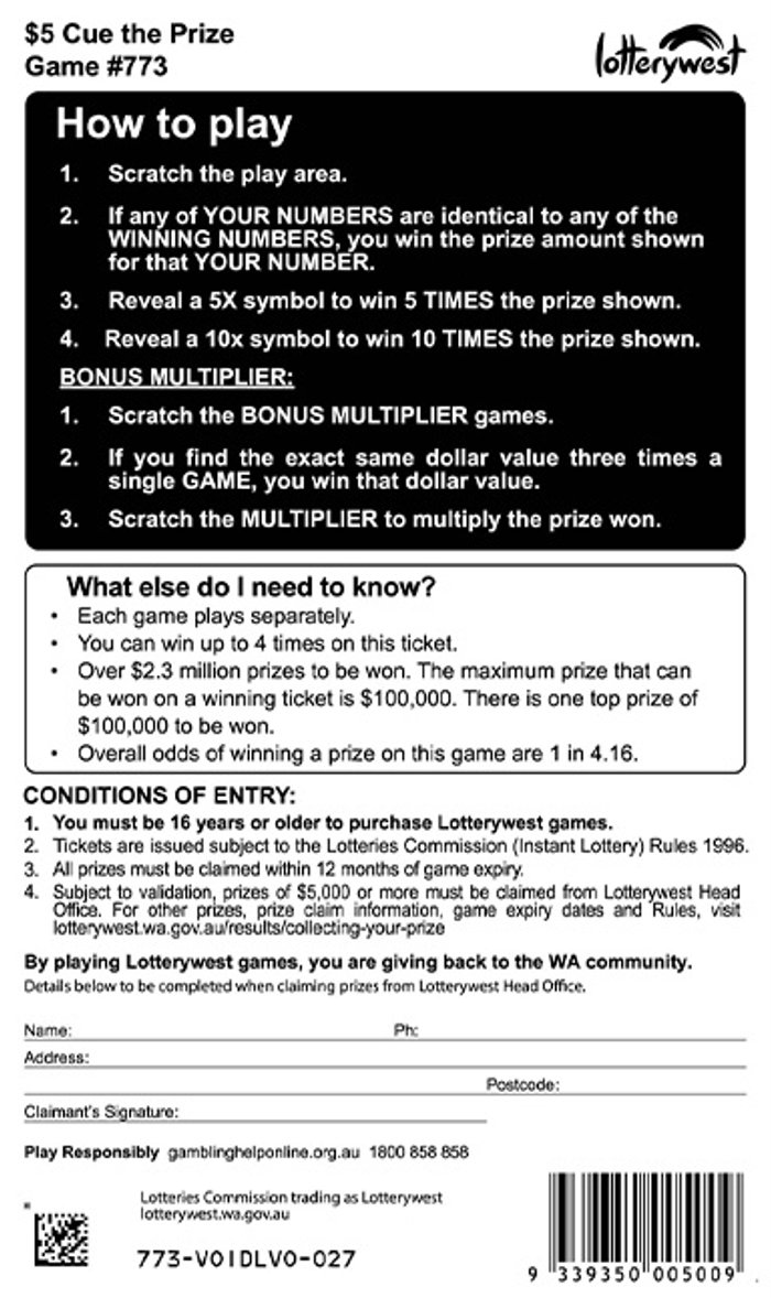 $5 Cue the Prize back ticket preview