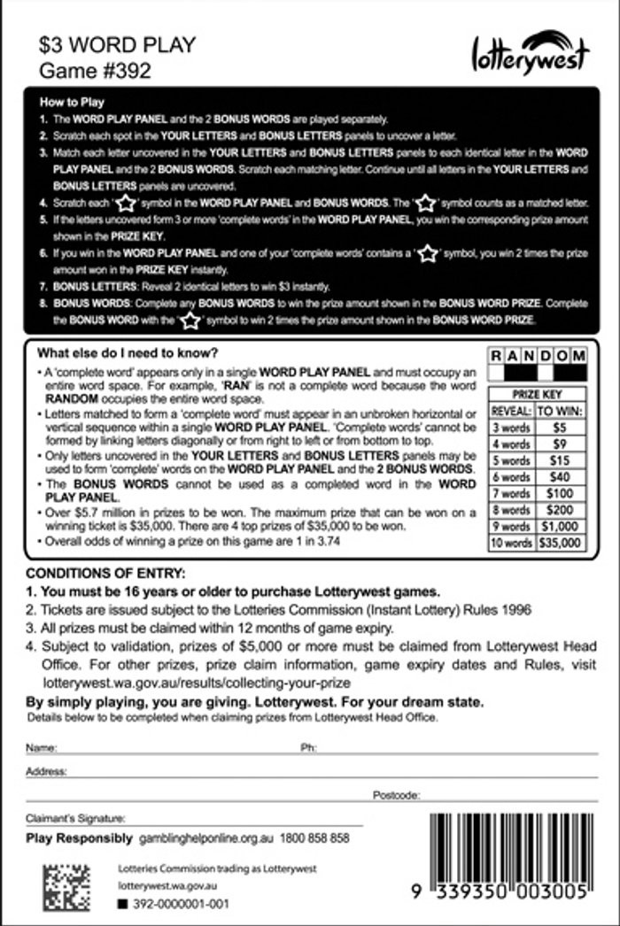 Word Play back ticket preview