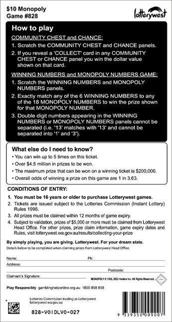 Monopoly back ticket preview
