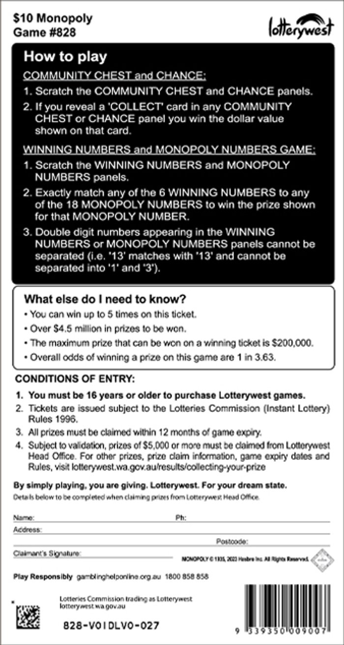 Monopoly back ticket preview