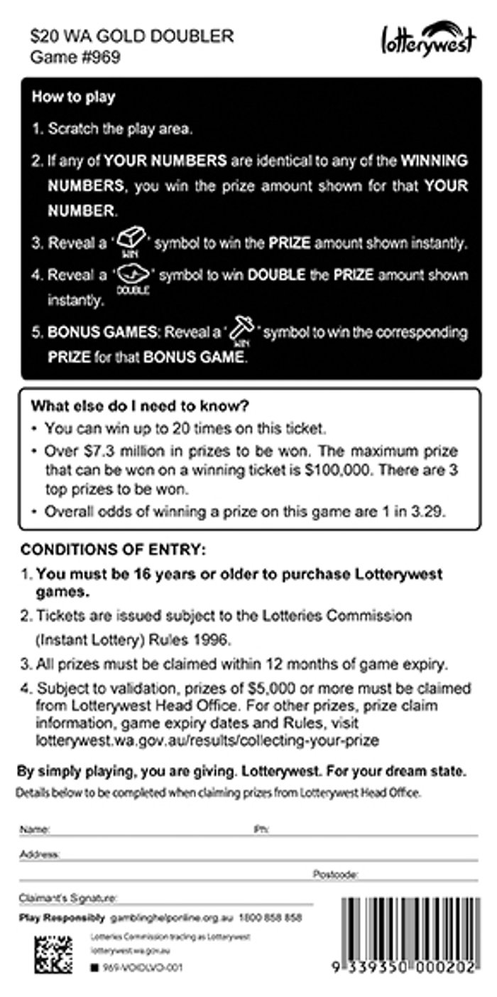 WA Gold Doubler back ticket preview