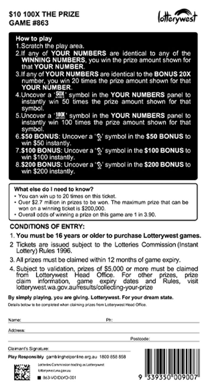 100X The Prize back ticket preview