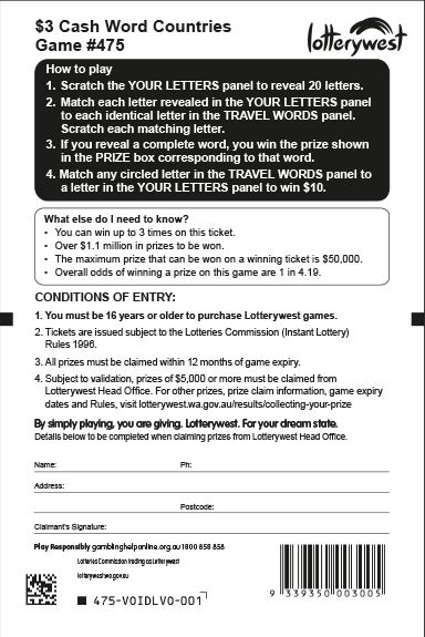 Cash Word Countries back ticket preview