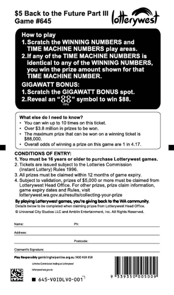 Back to the Future back ticket preview