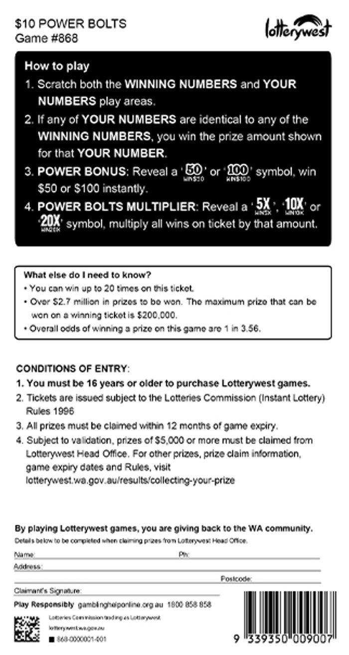 Power Bolts back ticket preview