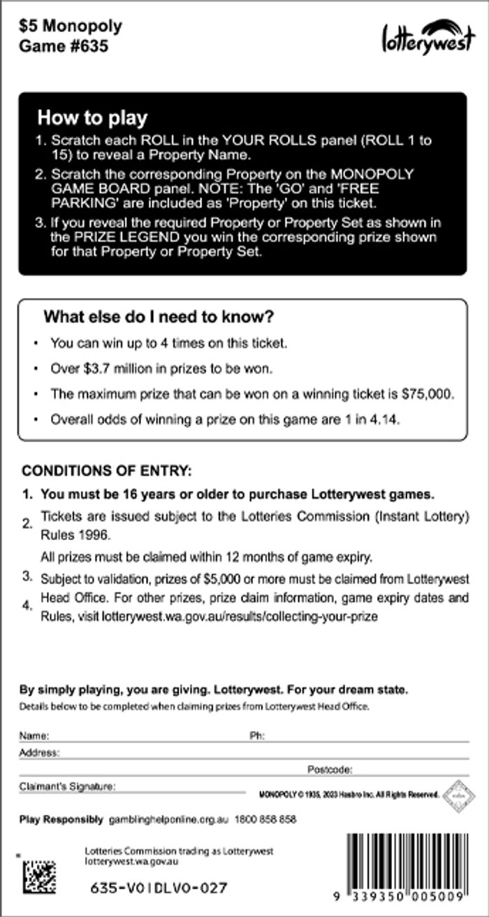 Monopoly back ticket preview