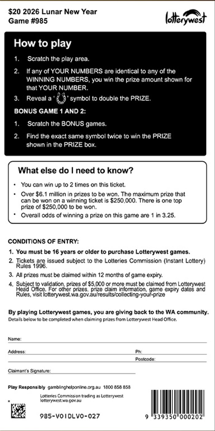 $20 2026 Lunar New Year back ticket preview