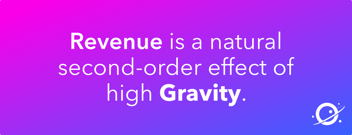 Text: Revenue is a natural second-order effect of high gravity. 