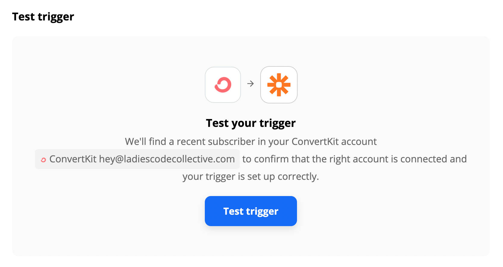 testing ConvertKit trigger in Zapier