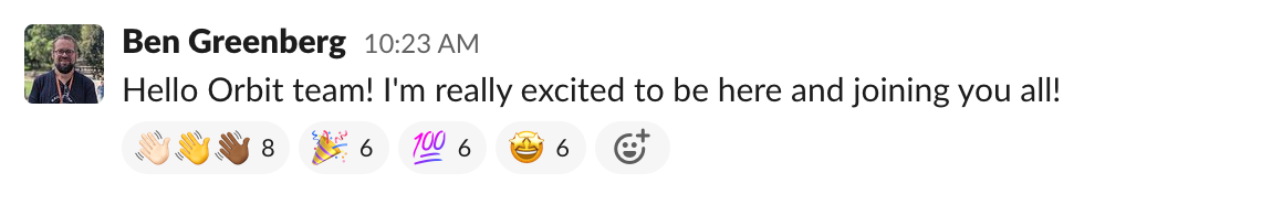 Welcome message on Slack