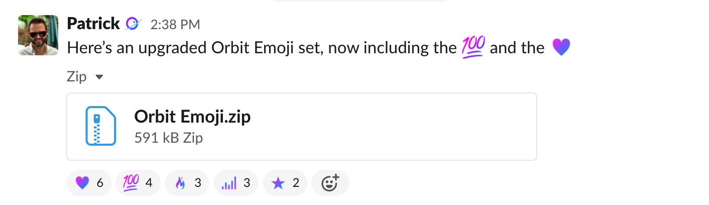 Screenshot of a Sack link to custom emoji zip file 