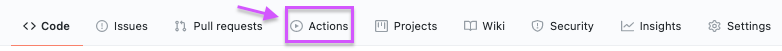 actions tab on github