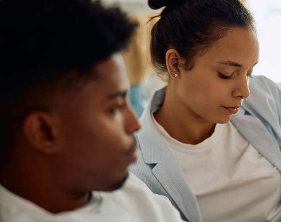 Two people in conversation