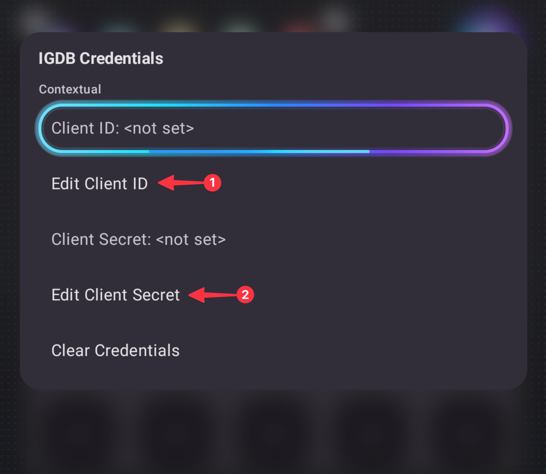 iiSU IGDB Configuration Screen