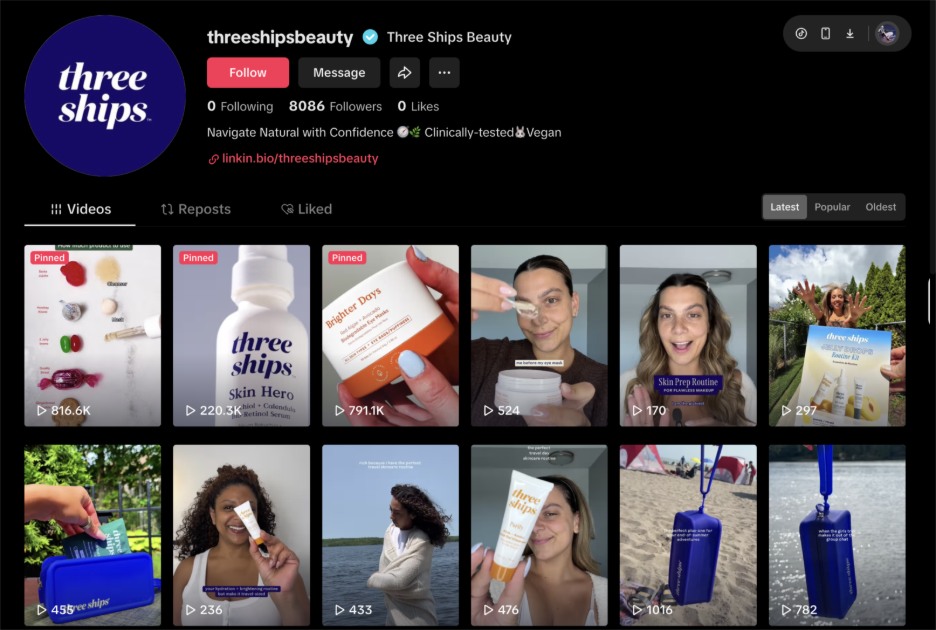 Image download failed. Three Ships Beaut, live commerce strategy