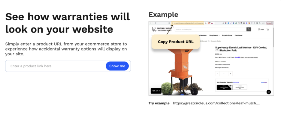 SureBright's Warranty Demo widget