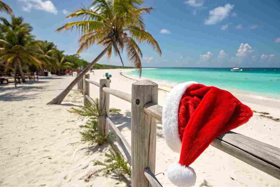 Santa hat on a beach symbolizes innovative e-commerce strategies for Christmas in July.