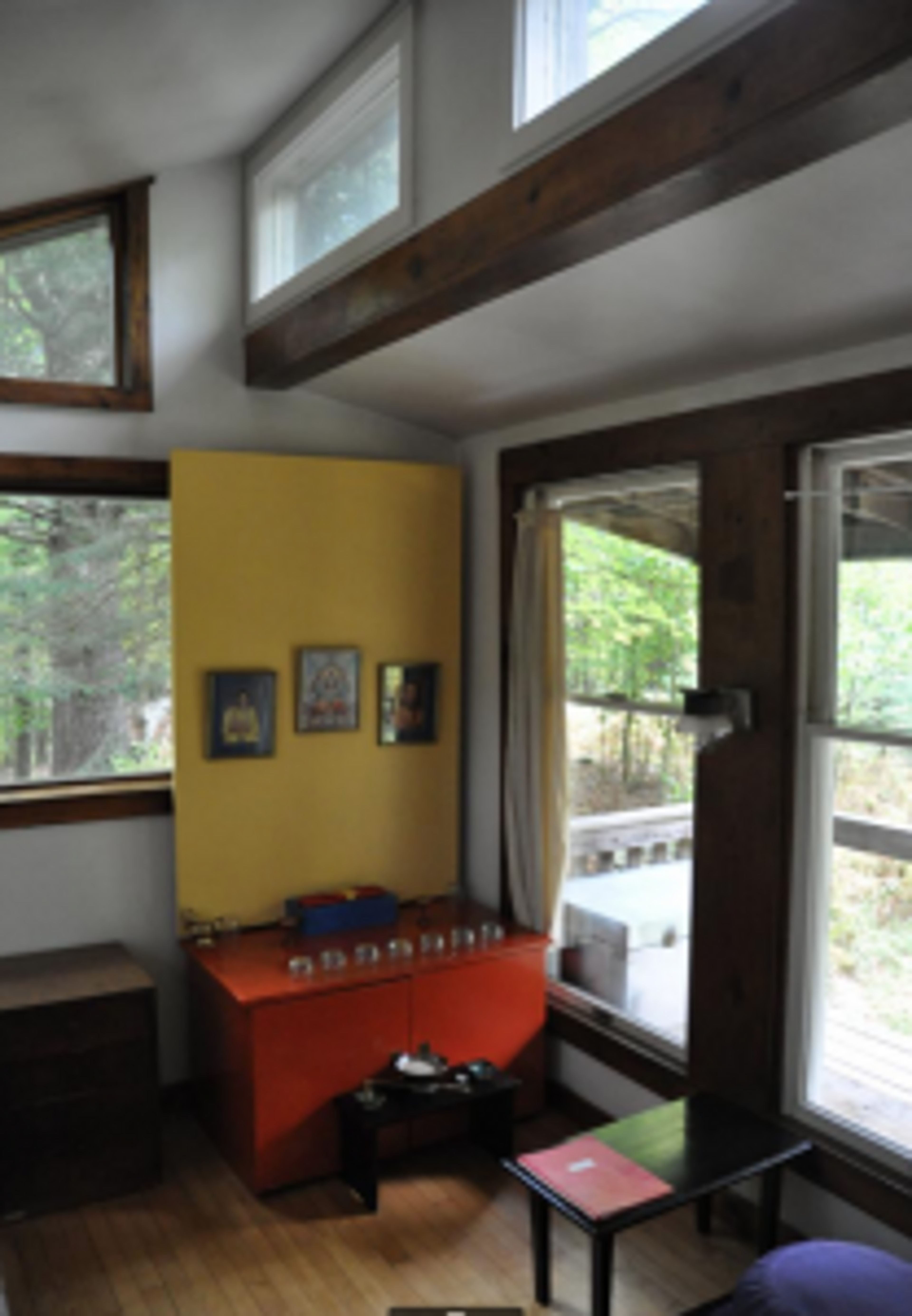 Interior of Nirmanakya retreat cabin at Karme Choling.