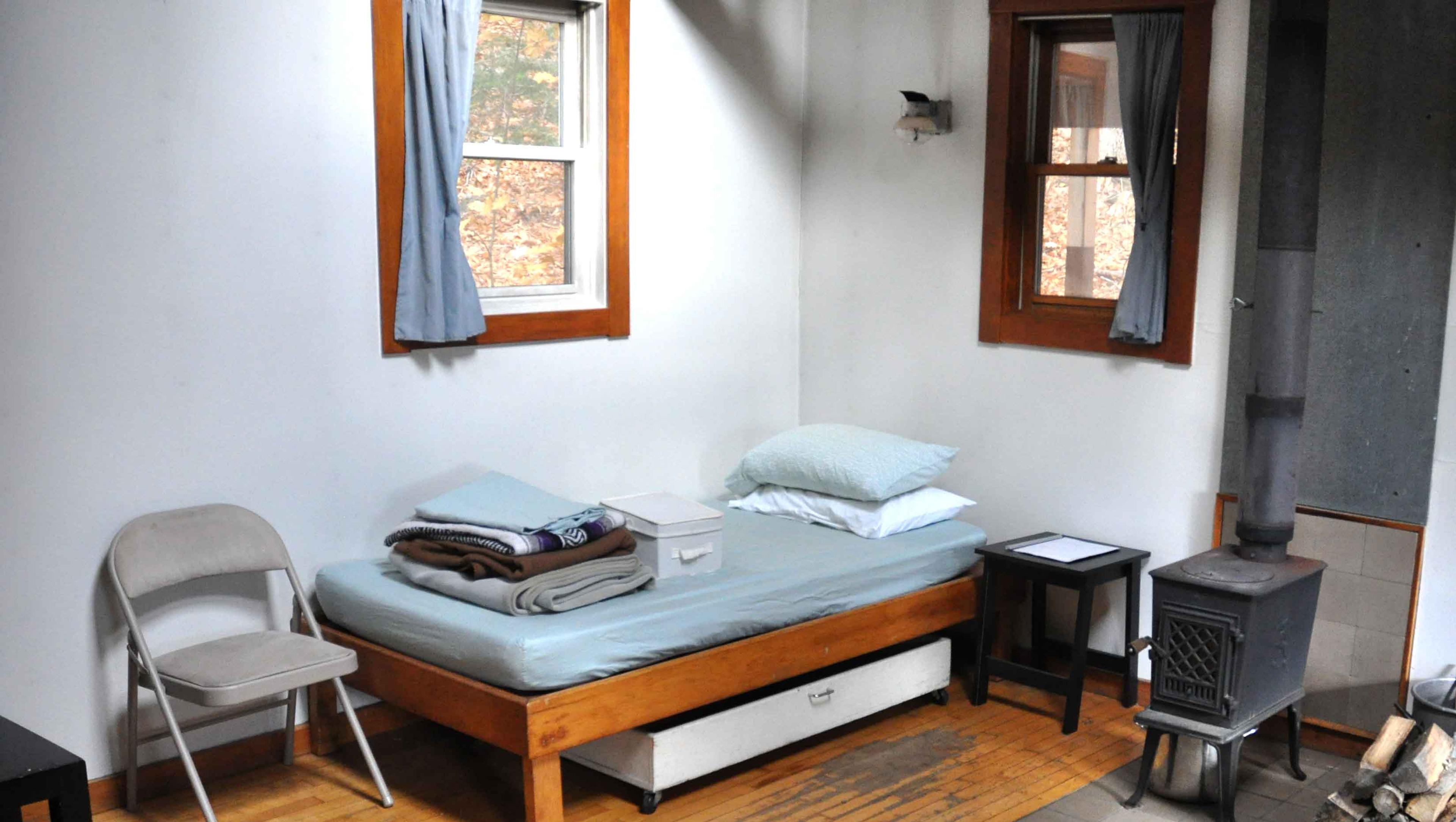 Household supplies that come with a Solitary Retreat Cabin at Karme Choling Meditation Retreat Center, Vermont