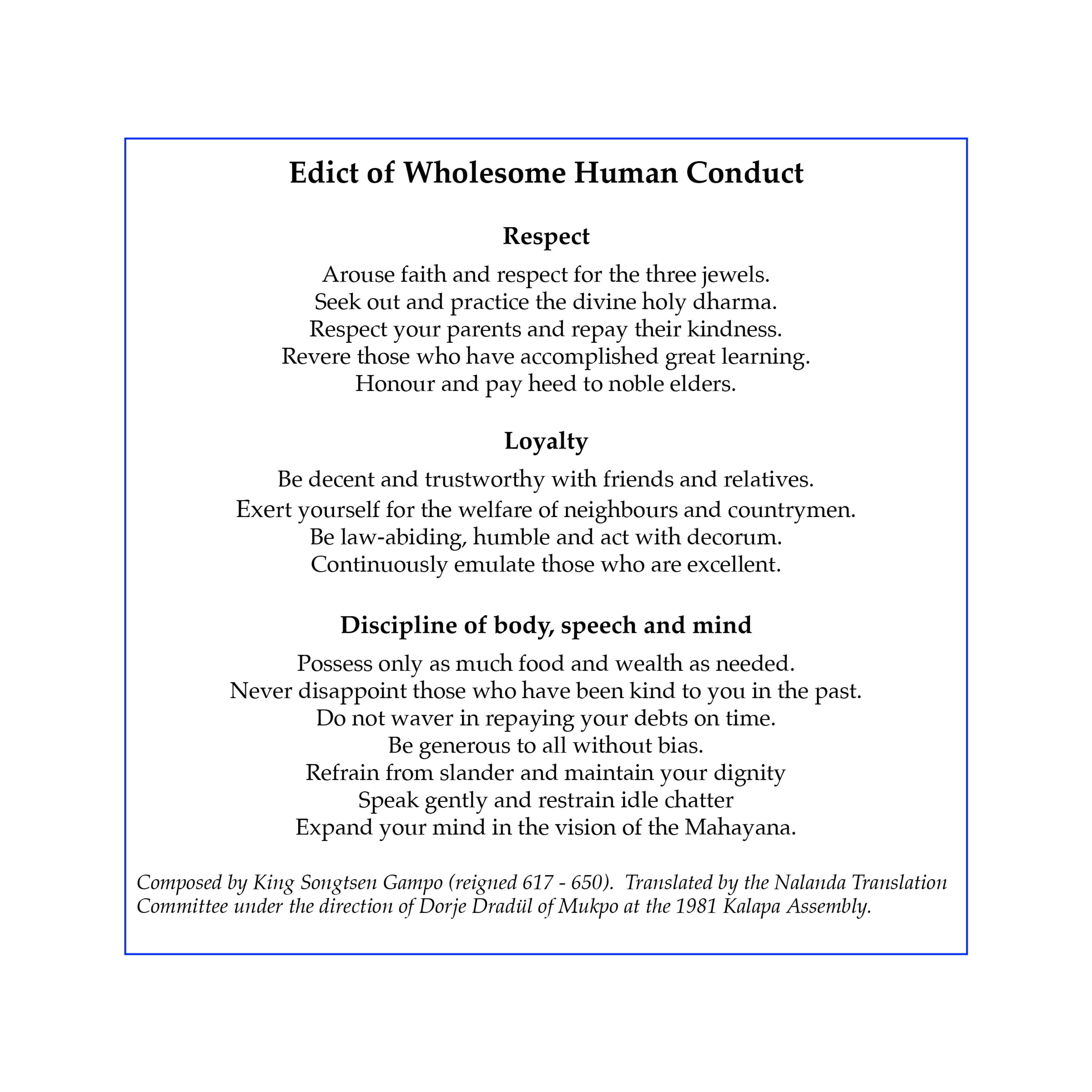 Edict of Wholesome Human Conduct